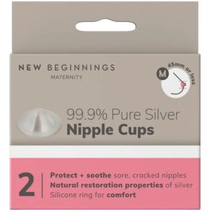 New Beginnings Pure Silver Nipple Cups Medium 2pk